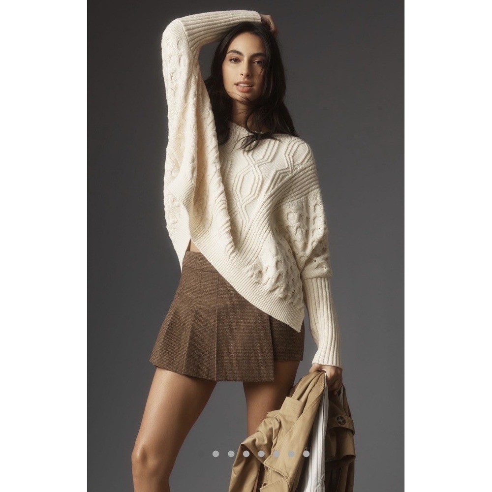 Anthropologie‎ Maeve Oversized Cable Sweater Size XL Preppy Fisherman Academia
